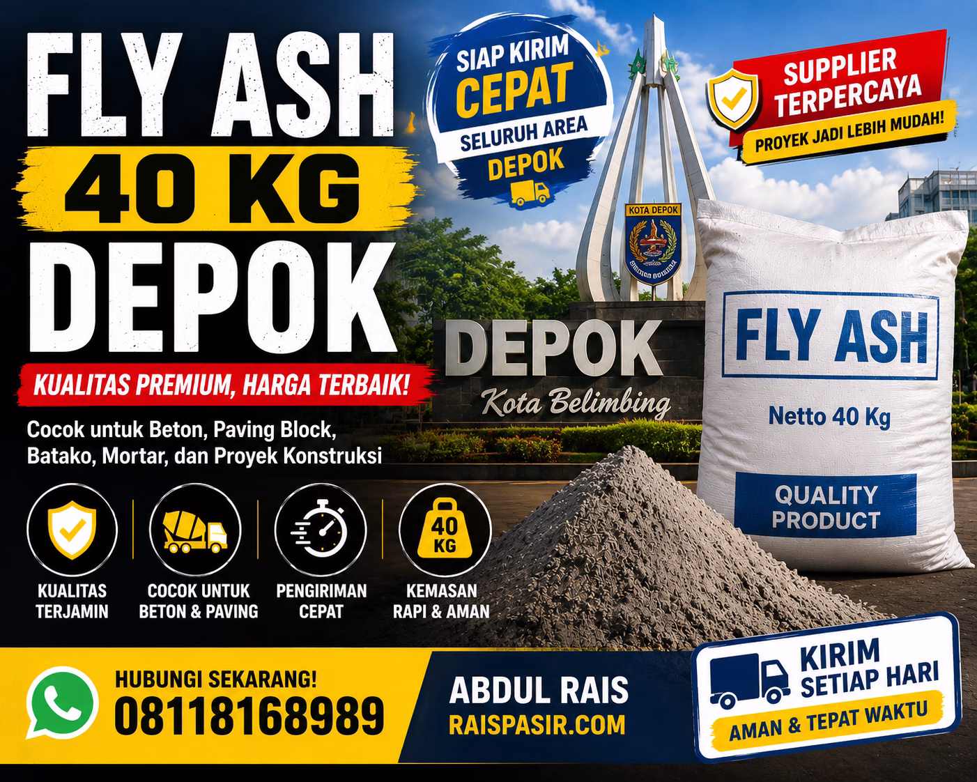 fly ash packaging 40 kg depok