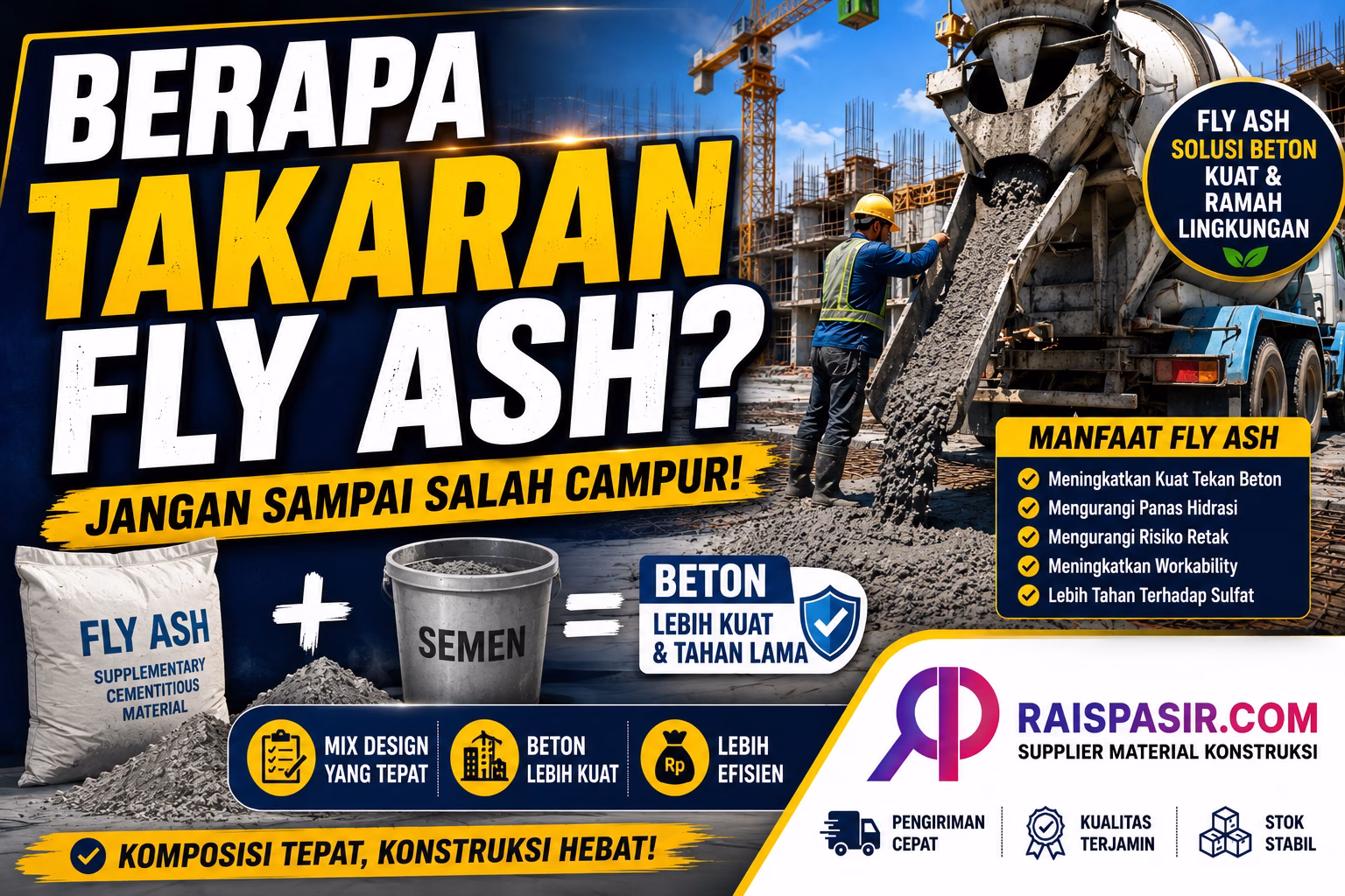 berapa takaran fly ash