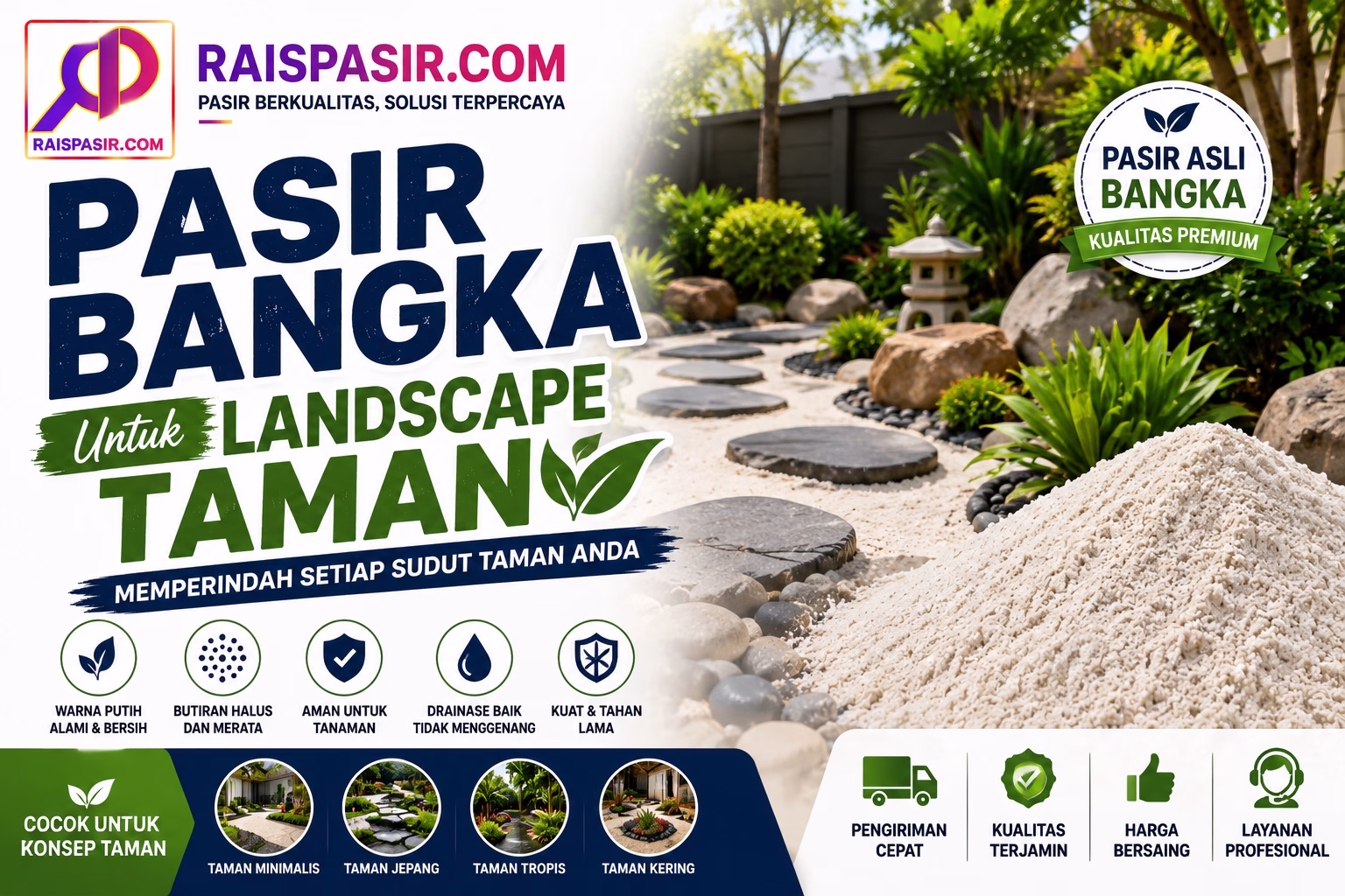 pasir bangka untuk landscape taman
