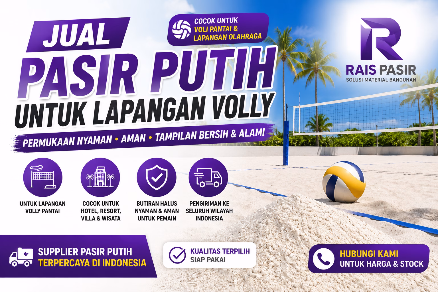 pasir putih untuk lapangan volly